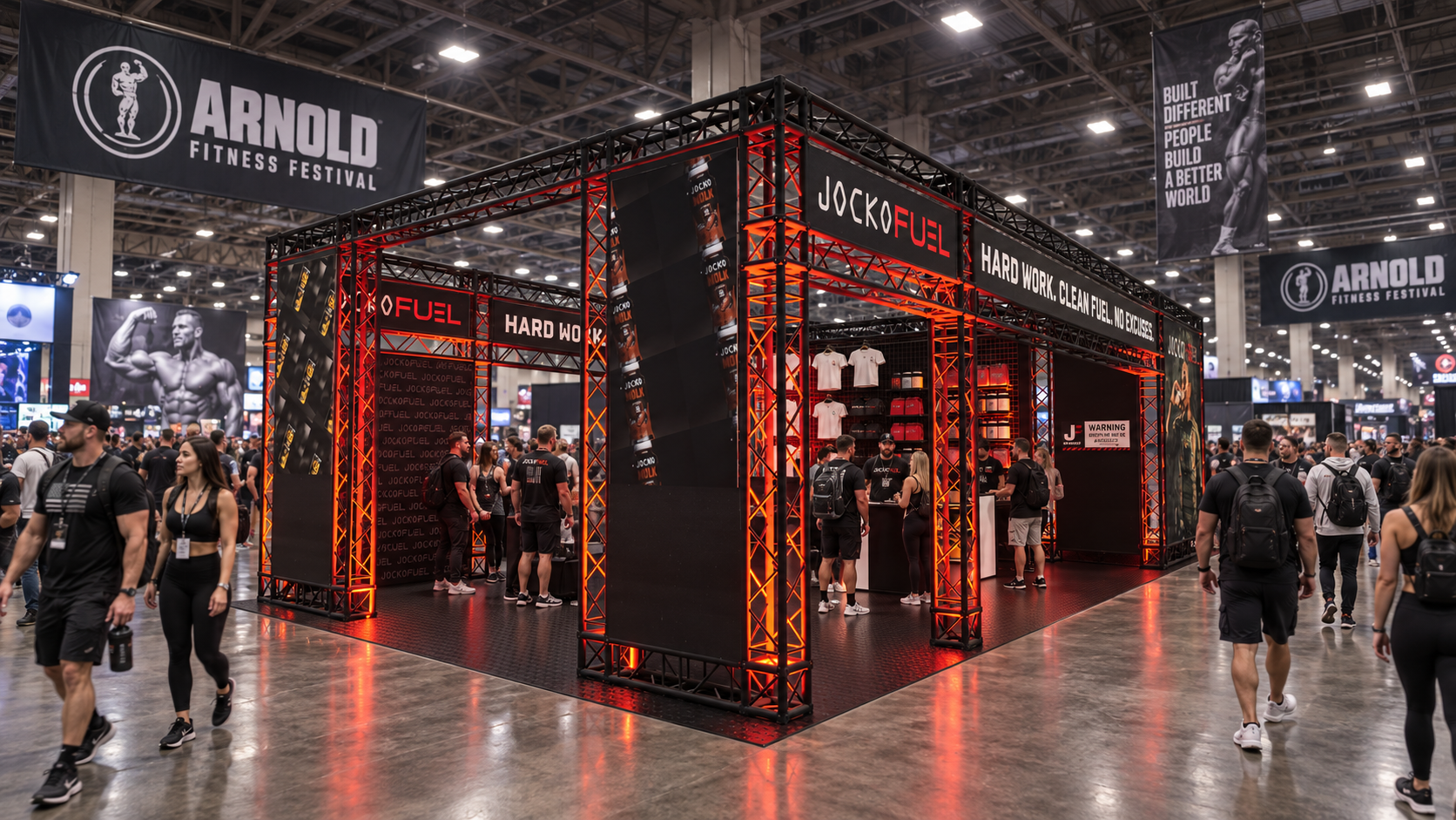 A Stak Studio-designed Jocko Fuel experience at the Arnold Fitness Festival